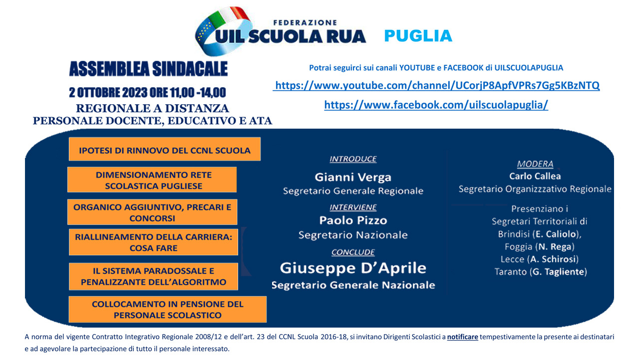 Assemblea Sindacale Regionale A Distanza Personale Docente Educativo E